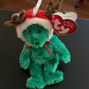 Ty 2002 Holiday Teddy from The Jingle Beanies Collection - Bear with Antlers